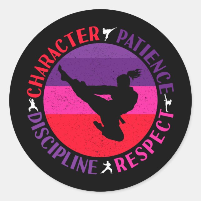 Adesivo Redondo Valores Essenciais das Artes Marciais - Karate (Frente)