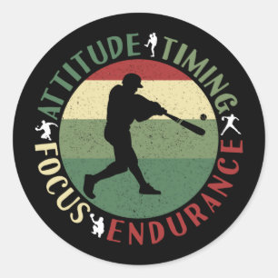 Adesivo Redondo Valores Motivacionais de Equipe de Beisebol