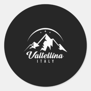 Adesivo Redondo Valtellina Itália Ski Resort Ski Snowboard So