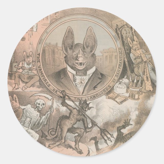 Adesivo Redondo Vamire Bat Portrait (Frente)