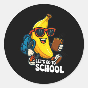 Adesivo Redondo Vamos à Escola Bananas Engraçadas De Volta à Escol