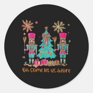 Adesivo Redondo Vamos Adorá-Lo, Esquadrão De Nozes De Natal