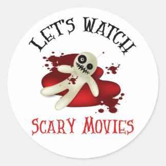 Adesivo Redondo Vamos Assista Filmes Assustadores, Filme Horror Ob