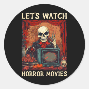 Adesivo Redondo Vamos Assiste Filmes Horrores Góticos Halloween Sk