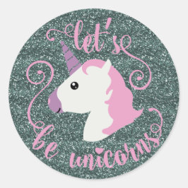 Adesivo Redondo Vamos Be Unicorns (glitter emoji) Stickers