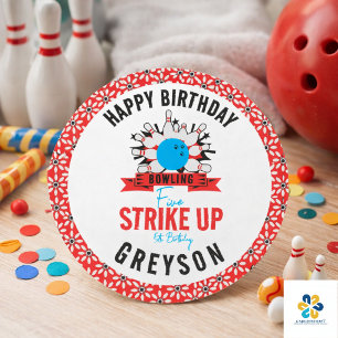 Adesivo Redondo Vamos Bowl! Boliche de Festa de aniversário para c