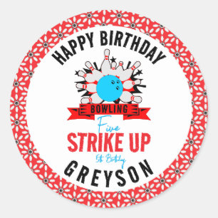 Adesivo Redondo Vamos Bowl! Boliche de Festa de aniversário para c