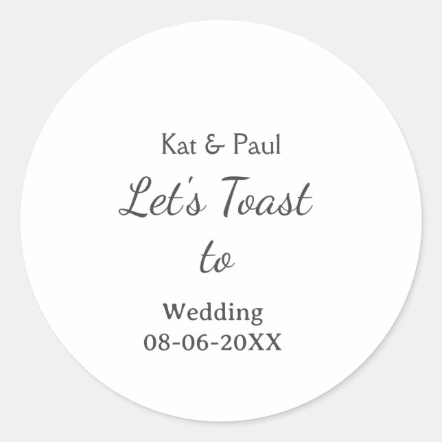 Adesivo Redondo Vamos brindar para casamento nome data simples cas (Frente)