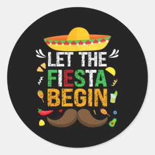 Adesivo Redondo Vamos Começar A Festa Mexicana Engraçada Cinco De 