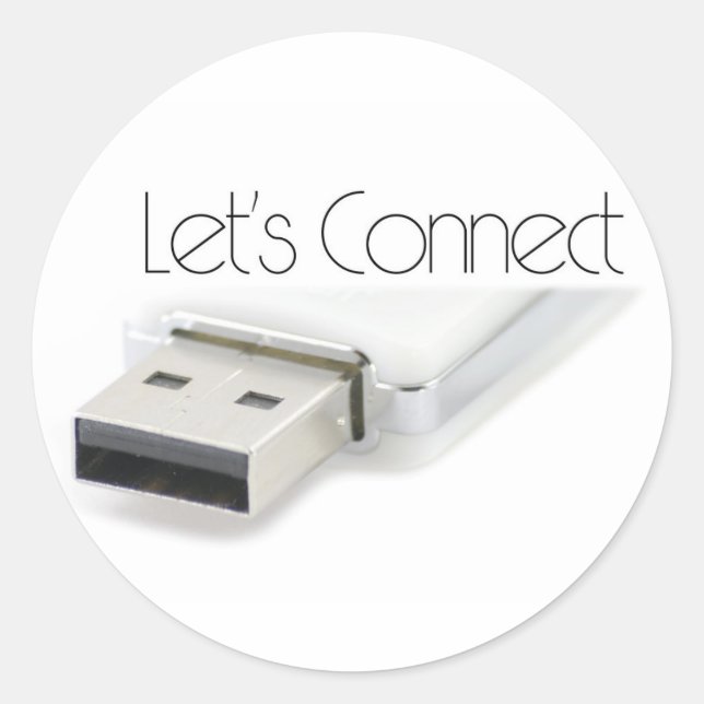 Adesivo Redondo Vamos conectar USB (Frente)