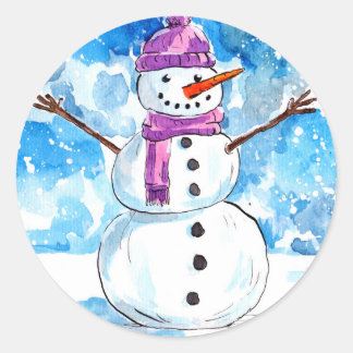 Adesivo Redondo Vamos constrói um boneco de neve