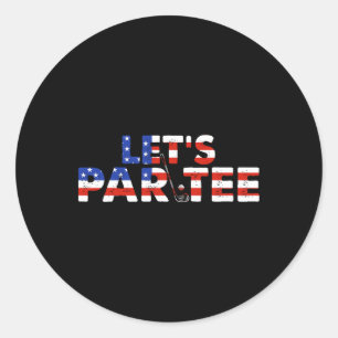 Adesivo Redondo Vamos de Bandeira Americano Par Tee Party Golf Fun