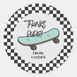 Adesivo Redondo Vamos De Skateboard Escolha-O Aniversário Obrigado