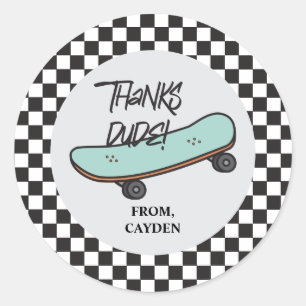 Adesivo Redondo Vamos De Skateboard Escolha-O Aniversário Obrigado
