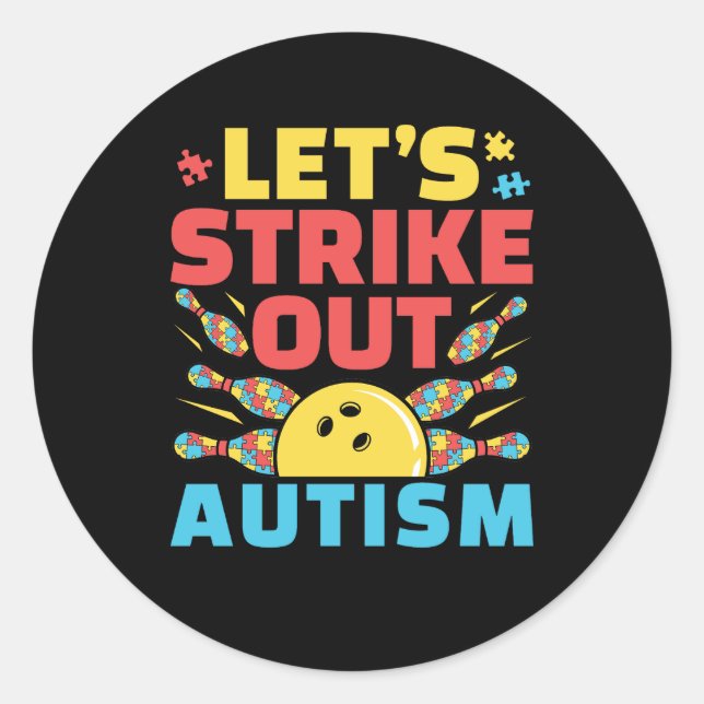Adesivo Redondo Vamos Destaca Boliche De Consciência Autismo (Frente)