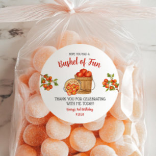 Adesivo Redondo Vamos, divirta-se! Festa de aniversário de maçã