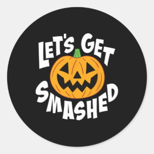 Adesivo Redondo Vamos Esmaga O Sorriso De Abóbora Do Halloween