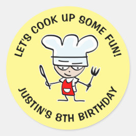 Adesivo Redondo Vamos faz algumas crianças divertidas cozinhar Ani