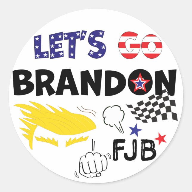 ADESIVO REDONDO VAMOS FAZER BRANDON COM TRUMP (Frente)
