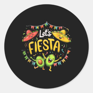 Adesivo Redondo Vamos Festa Abacate E Tacos Sombrero Cinco De M