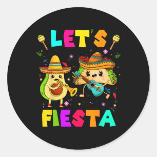 Adesivo Redondo Vamos Festa Taco Abacate Divertido Cinco De Mayo M