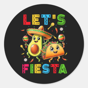 Adesivo Redondo Vamos Festa Taco Abacate Divertido Cinco De Mayo M