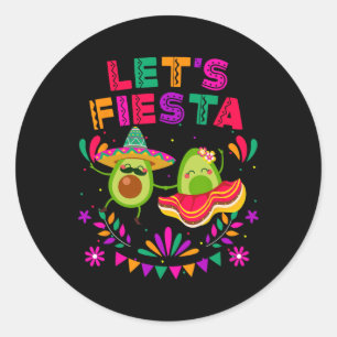 Adesivo Redondo Vamos Festejar Abacate Dançando Cinco De Maio Mexi