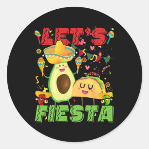 Adesivo Redondo Vamos Festejar Abacate E Tacos Cinco De Maio Mexic