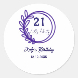 Adesivo Redondo VAMOS FESTEJAR aniversário de 21 anos nome FLORAL