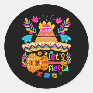 Adesivo Redondo Vamos Festejar Camiseta Cinco De Mayo Festa Mexica