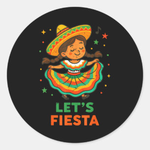 Adesivo Redondo Vamos festejar cinco 5 de maio garota mexicana eng