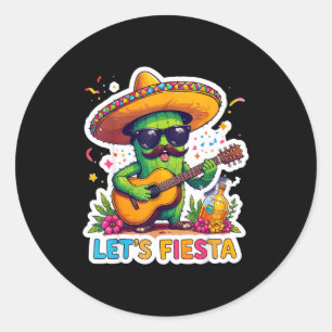 Adesivo Redondo Vamos festejar cinco de maio cacto mexicano engraç