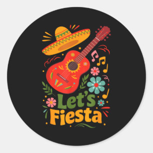 Adesivo Redondo Vamos festejar cinco de maio violão vibrações mexi