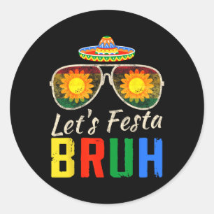 Adesivo Redondo Vamos Festejar Compadre Cinco De Mayo Cacto Mexica