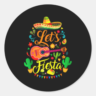 Adesivo Redondo Vamos festejar feliz cinco de maio sombrero mexica