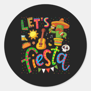Adesivo Redondo Vamos Festejar o Cinco De Mayo Camisas Para Mulher