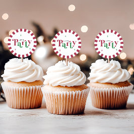 Adesivo Redondo Vamos Festejar Retro Caprichoso Vermelho e Verde