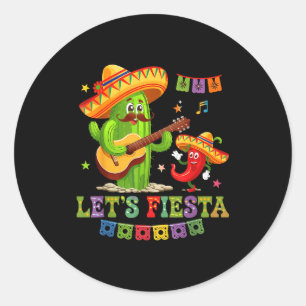 Adesivo Redondo Vamos fiar México festa taco violão cacto cinco