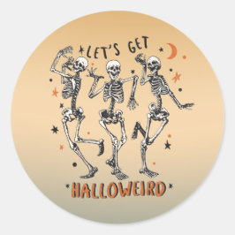 Adesivo Redondo Vamos fica mais halloweirado - Skeletons dançando