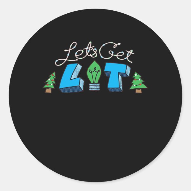 Adesivo Redondo Vamos fica no Natal clássico (Frente)