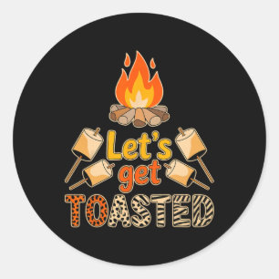 Adesivo Redondo Vamos Ficar Tostados Funny Marshmallow Campfire Ac