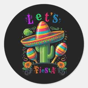 Adesivo Redondo Vamos Fiesta Cactus Cinco De Mayo Men Women Boys G