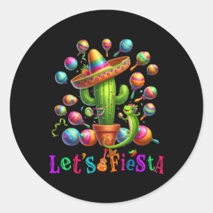 Adesivo Redondo Vamos Fiesta Cactus Cinco De Mayo Men Women Boys G