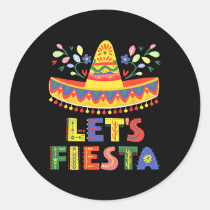 Adesivo Redondo Vamos Fiesta Cinco De Mayo Guitar Engraçado Pa Mex