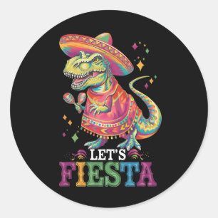 Adesivo Redondo Vamos Fiesta Cinco De Mayo T Rex Dinosaur