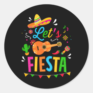 Adesivo Redondo Vamos Fiesta Para A Festa Engraçada Cinco De Mayo 