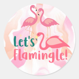 Adesivo Redondo Vamos Flamingale com Aves Flamingo