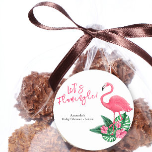 Adesivo Redondo Vamos Flamingle! Chá de fraldas