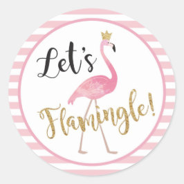 Adesivo Redondo Vamos Flamingle! Flamingo Sticker