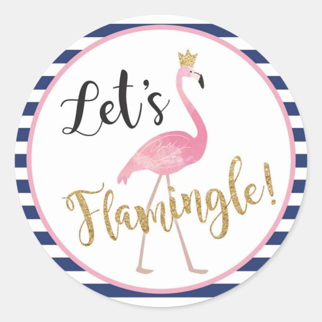 Adesivo Redondo Vamos Flamingle! Flamingo Sticker (Frente)